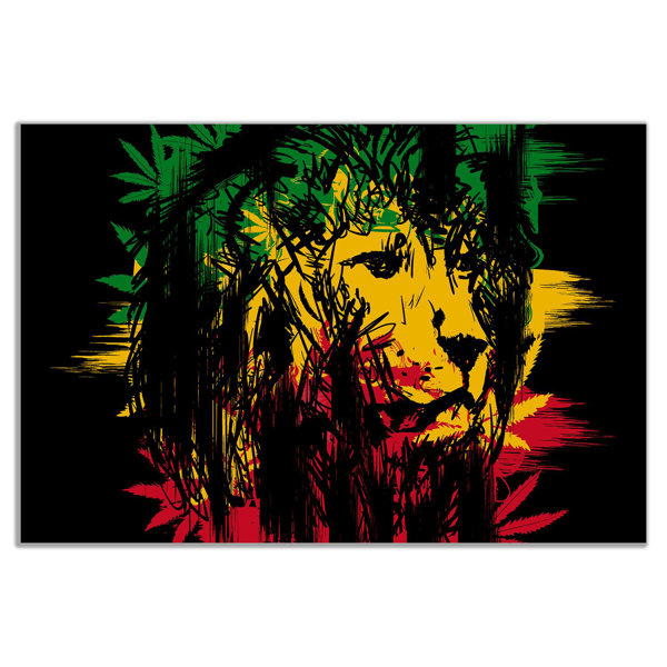 Panther Print Rasta Lion Jamaican Dreadlocks Wrapped Canvas Art